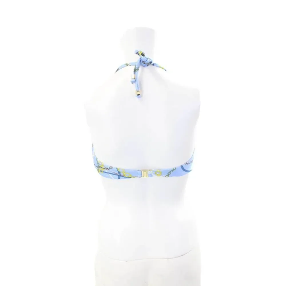 Suboo Womens Textured Sailor Knot Bandeau Printed Bikini Top Blue Size XXS